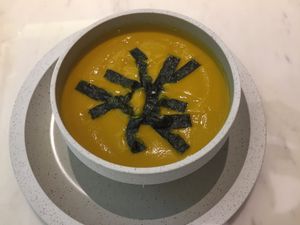 Pumpkin soup at Just Vegan in Shenzhen