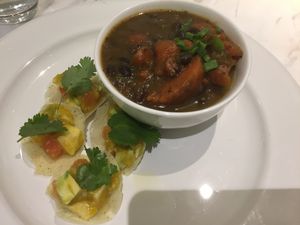 Black Bean Chili + homemade chips (menu says “Penne Rigate” but it’s not) at Just Vegan in Shenzhen