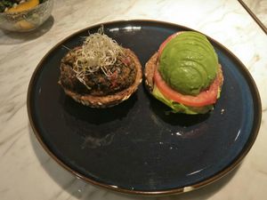 Tempeh burger at Just Vegan in Shenzhen