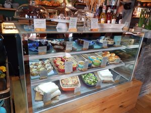 Vegetarian selection, only Matcha bar on top is vegan at Velo Cafe in Interlaken