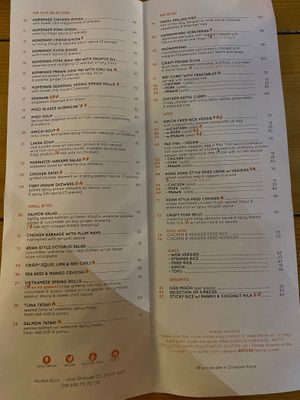 Menu at Silk in Split