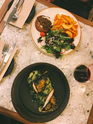 Burger of fake meat with cheese and bbq sauce  at The Green Affair - Saldanha in Lisbon