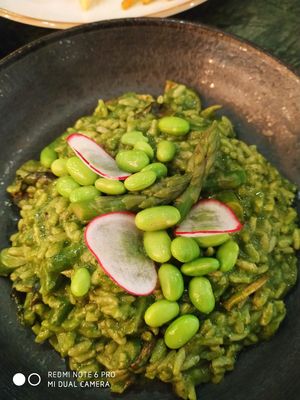 Risotto de espinafres, espargos e cogumelos at The Green Affair - Saldanha in Lisbon
