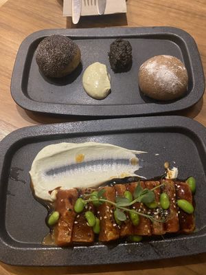 Starter (rye bread & watermelon) at The Green Affair - Saldanha in Lisbon