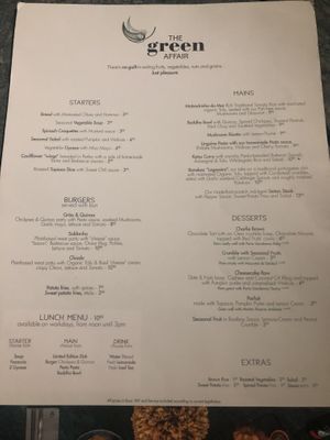 Menu  at The Green Affair - Saldanha in Lisbon
