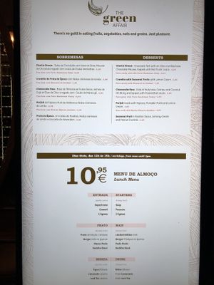 Menu  at The Green Affair - Saldanha in Lisbon