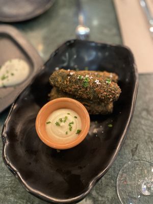 Spinach croquettes. Really nice  at The Green Affair - Saldanha in Lisbon