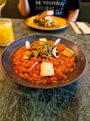 Risoto com tofu e cogumelos at The Green Affair - Saldanha in Lisbon