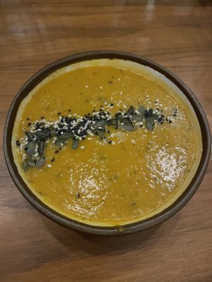 Pumpkin soup starter (yum)  at The Green Affair - Saldanha in Lisbon