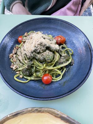 Pasta with Pesto and cherry tomatoes  at The Green Affair - Saldanha in Lisbon