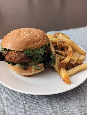 Chickpea and Quinoa Burger at The Green Affair - Saldanha in Lisbon