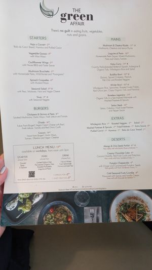 Menu at The Green Affair - Saldanha in Lisbon