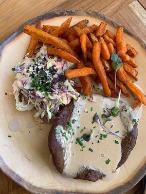 Seitan steak 😋👍 at The Green Affair - Saldanha in Lisbon