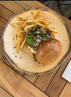 Chickpea quinoa pesto burguer 👍 at The Green Affair - Saldanha in Lisbon