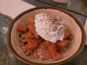 Crumble de abóbora at The Green Affair - Saldanha in Lisbon