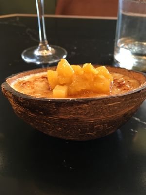 Coconut Crème Brûlée with roasted pineapple  at The Green Affair - Saldanha in Lisbon