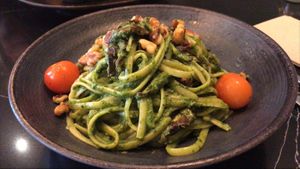 Pesto linguine at The Green Affair - Saldanha in Lisbon