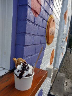 Cookie dough, hot fudge soft serve 🔥 at Flurple's in Sudbury
