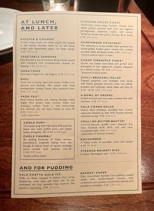 Vegan Menu - Back  at Dishoom - Covent Garden in London