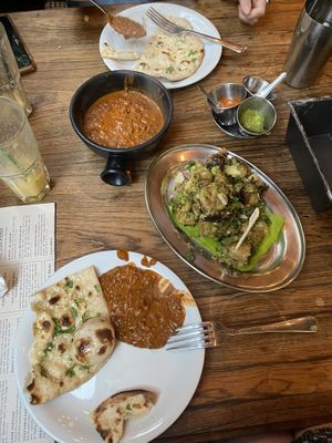 spread (naan is vegetarian & not vegan)   at Dishoom - Covent Garden in London