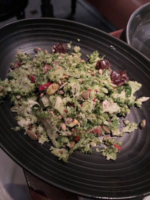 Do not sleep on this broccoli salad. It is insanely good!  at Dishoom - Covent Garden in London