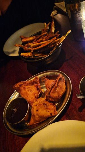 Samosa and Okra fries #Veganuary at Dishoom - Covent Garden in London