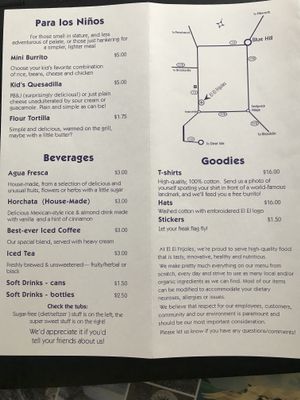 Kids drinks gear at El El Frijoles in Sargentville