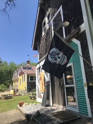 Cafe building entrance at El El Frijoles in Sargentville