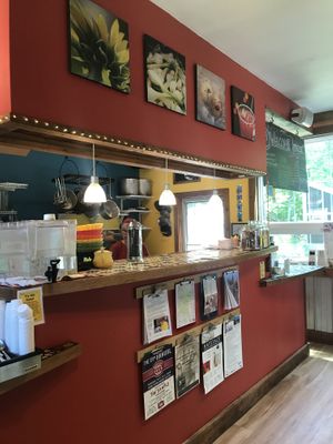 Cafe counter at El El Frijoles in Sargentville