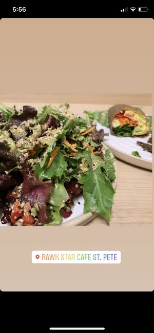 Side salad and egg wrap on a wrap not collard greens  at Rawk Star Cafe in St Petersburg