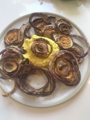 Onion ring eggless @vegantribeatl at Rawk Star Cafe in St Petersburg