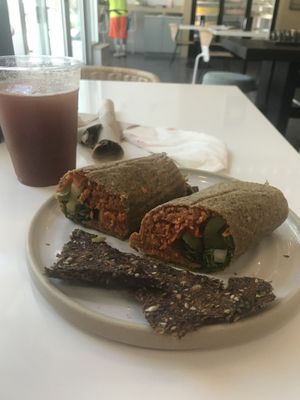 Chili wrap and kombucha  at Rawk Star Cafe in St Petersburg