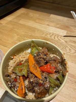 spicy nasi goren and general tao  at Padmanadi in Edmonton