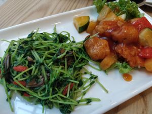 Dou miao and sweet and sour pork from the executive lunch set at Green Ba - Marina Sq in Central Singapore