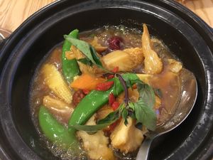 Monkey head mushroom clay pot  at Green Ba - Marina Sq in Central Singapore
