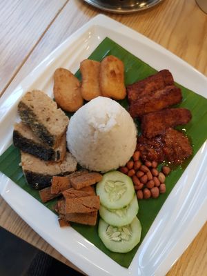 Nasi Lemak (rice is too sticky) at Green Ba - Marina Sq in Central Singapore