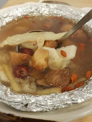 Herbal Monkey Head Mushroom soup at Green Ba - Marina Sq in Central Singapore