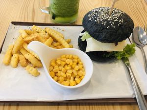 Mushroom burger set at Green Ba - Marina Sq in Central Singapore