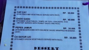 Menu at Om Shanti in Abang