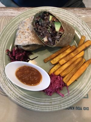 Burrito w beans and avocado 🥑 very nice  at Earth Cafe and Market in Seminyak
