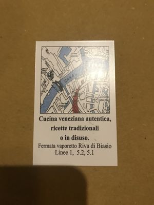 Visit card at Osteria Alba Nova dalla Maria in Venice