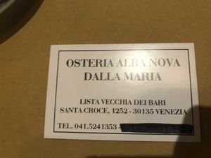Adress at Osteria Alba Nova dalla Maria in Venice