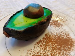 Avocado cake with vegan fondant our very own family recipe. at FGF VEGAN - Famous Good Food in Oshawa