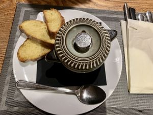 Soup with bread  #Veganuary at Da Vinci Italian Restaurant in Aberdeen