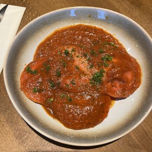 Pink chickpeas ravioli   at Da Vinci Italian Restaurant in Aberdeen