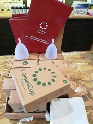 OrganiCup certified vegan menstrual cup at Eko Škrnicl in Kranj