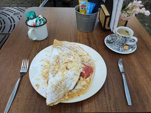 Veganized pancake 'Beppes Parkes' at a vegan surcharge of one euro at Hoogstraatje in Nijmegen