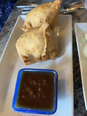 Veggie samosas   at Monsoon Himalayan Cuisine in Half Moon Bay