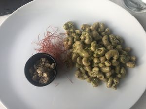 Pasta with vegan cheese at RossoVivo Primaluna in Malcesine