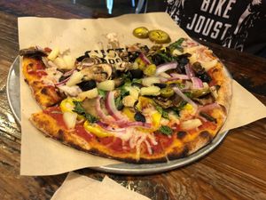 What crust, lots o’veggies & vegan cheese! at Your Pie in Lawrenceville